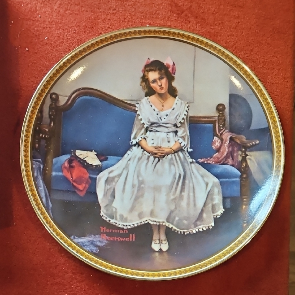 Decorative Plate with Girl in White Dress